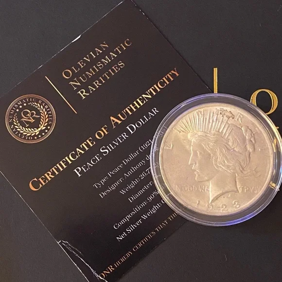 1923 P Peace Silver Dollar-Beautiful Lust & start of Toning on Eagle Side w/ COA - Picture 3 of 4